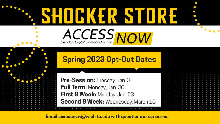 Spring 2023 Access Now Opt Out dates. Pre-session January 3rd. Full Term January 30th. First 8 week January 23rd. Second 8 week March 15th.